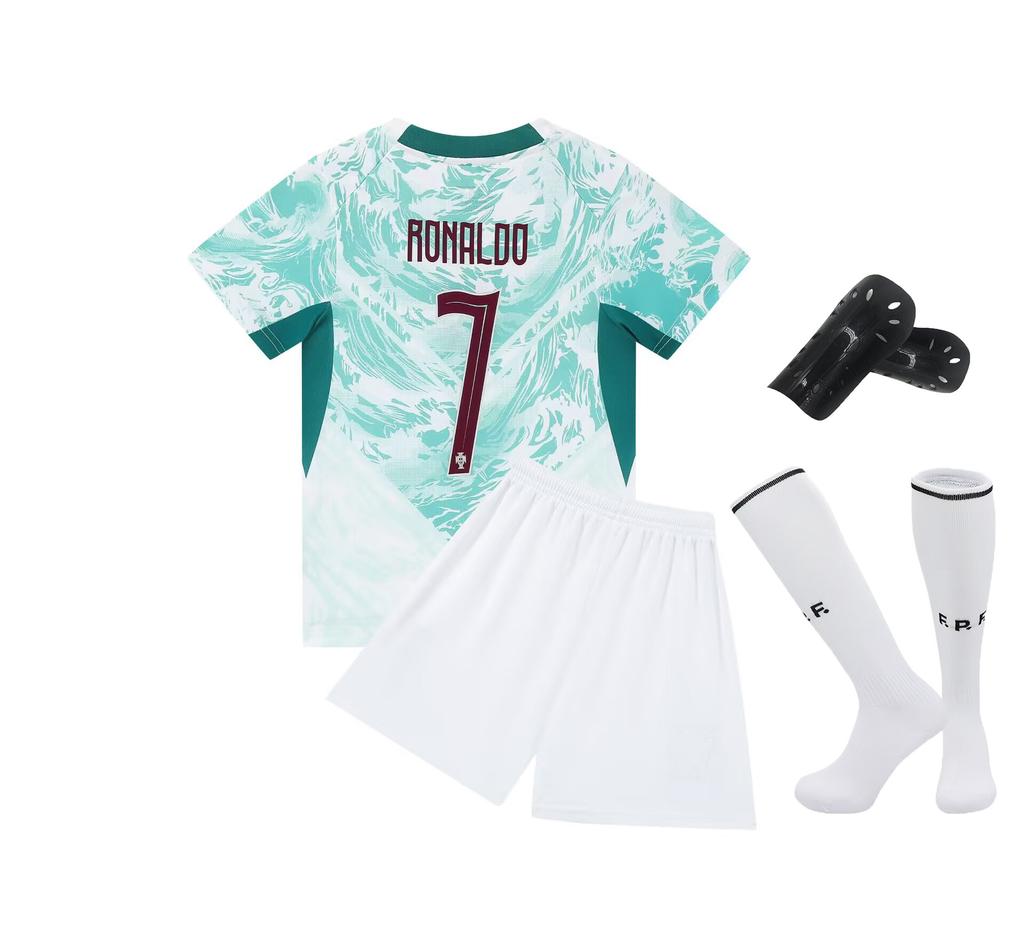 27 Portugal Away Green No. 7 National Team Football Jersey Children'S Clothing Adult Set Size 14-3Xl