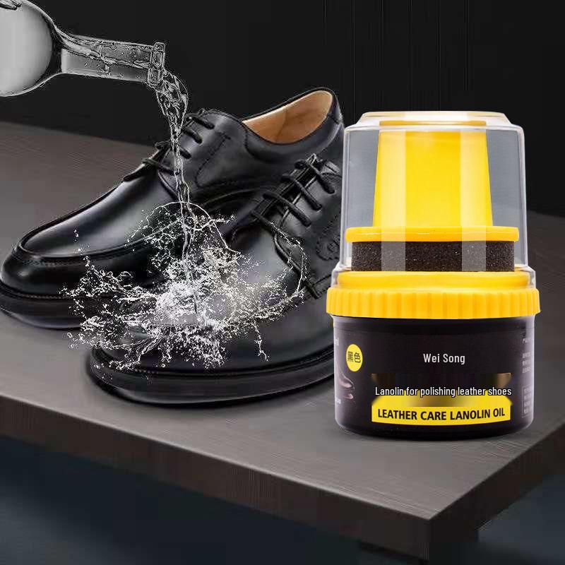 

German Black Leather Shoe Polish & Care Kit - Includes Colorless Oil, Brush, Wax, and Cleaning Agent for Advanced Leather Care чёрный