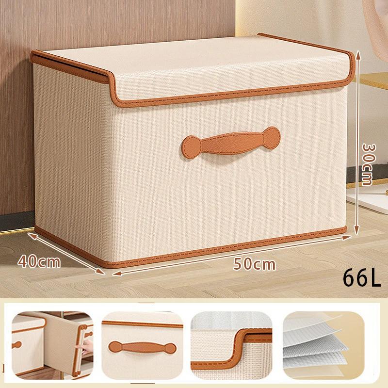Clothes Storage Box with Lid Household Wardrobe Organizer for Underwear Blankets & Garments Fabric Storage Basket Storage Box