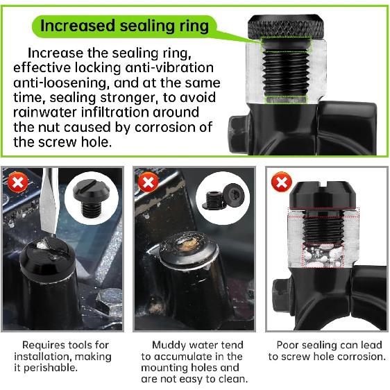 3 Pcs Motorcycle Mirror Hole Plug M10x1.25, Universal Space Aluminum Motorcycle Rear View Mirror Screws Suitable for Most Motorcycle(Honda,Yamaha,