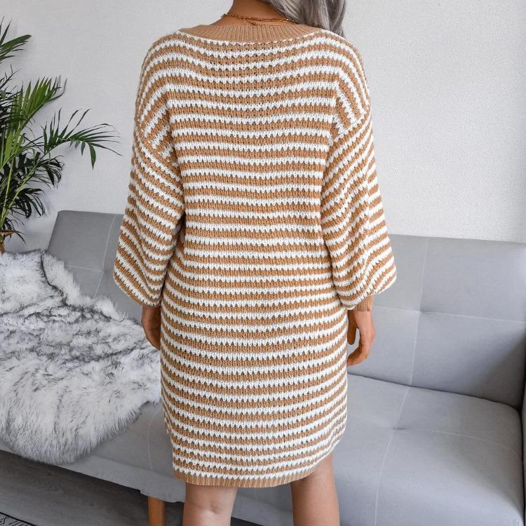 Women's Spring High Waist Pleated Dress Short Sleeve O Neck Knee Length Solid Color Butterfly Print