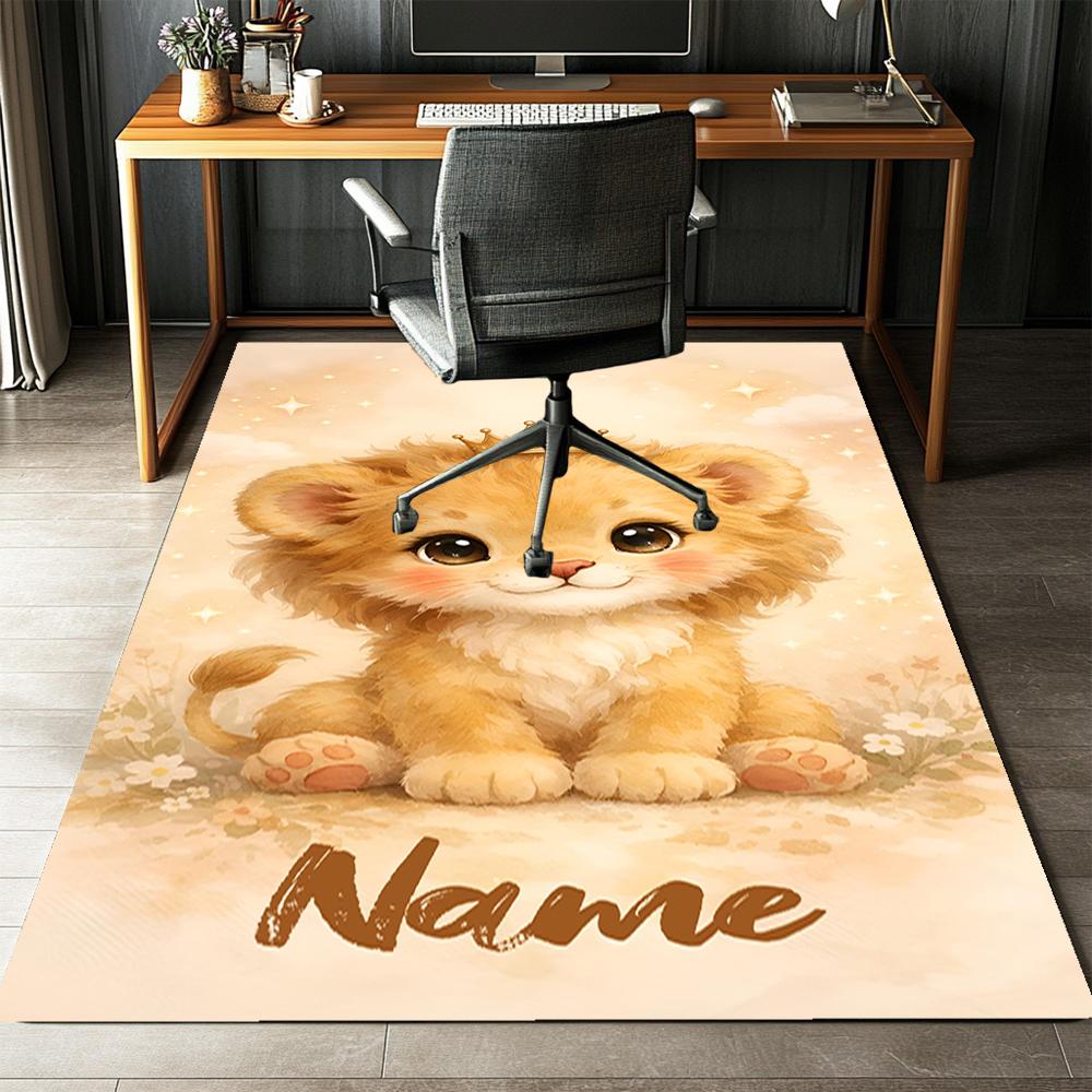 Custom Name Lion Printed Carpet,Rug for Office Chair Living Room Bedroom Kitchen Room Decor Gifts.