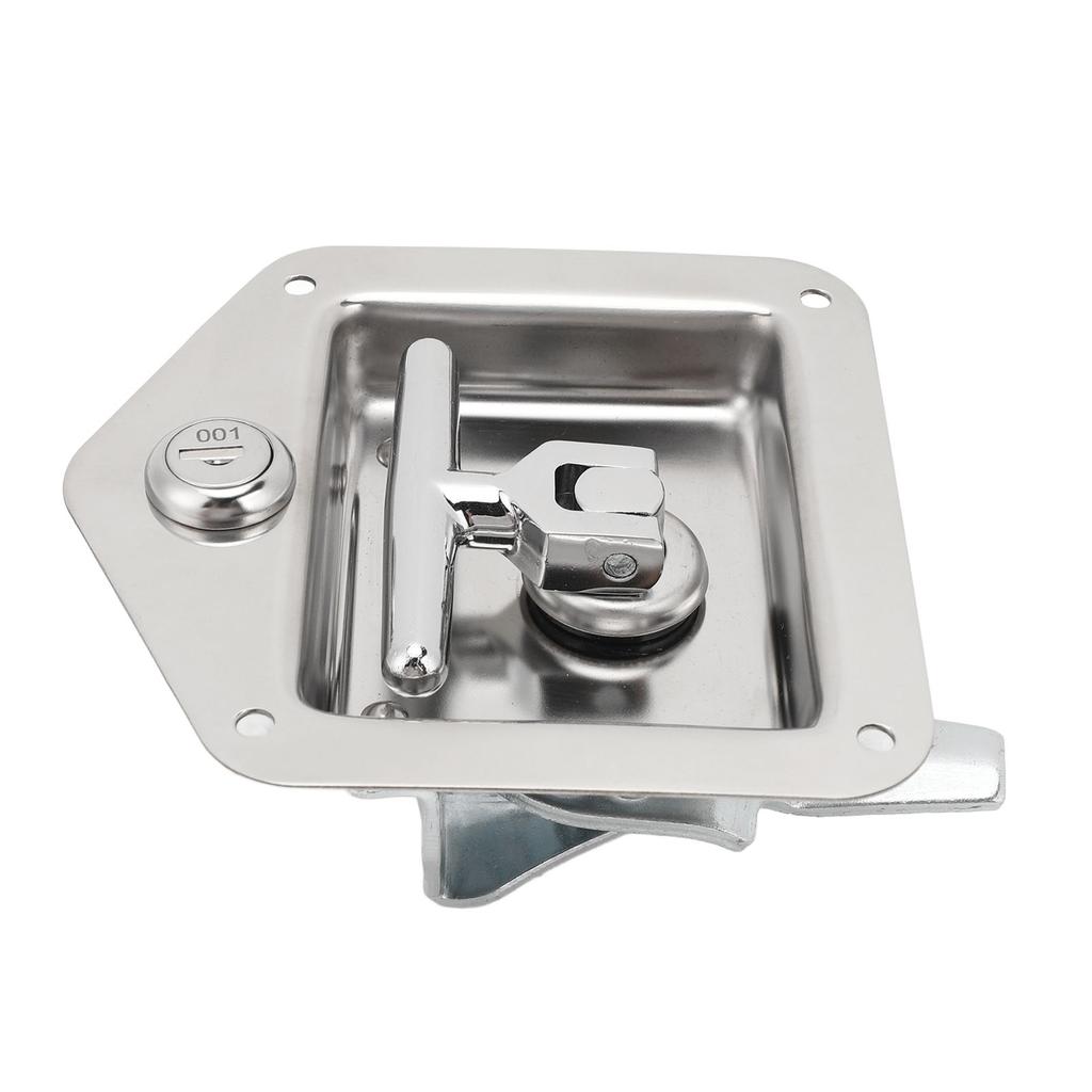 T Handle Tool Box Latch 4.9 X 4.7in Highly Polished Stainless Steel RV Toolbox Handle Lock with Keys Gasket for Caravan