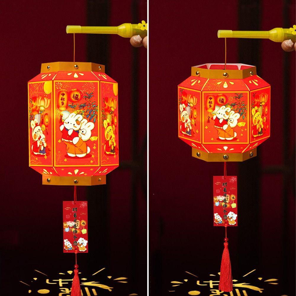 Handmade Portable Rabbit Lantern Glowing Handheld Rabbit Lantern  New Year