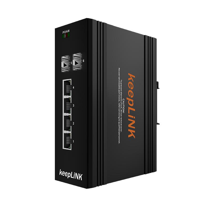 

keepLINK KP-9000 Industrial 100M 2-Fiber 4-Port PoE Switch 100Mbps PoE, Incl. 120W Power Supply