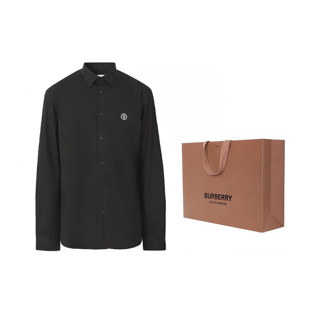 Burberry Cotton Blend Long-Sleeved Shirt Men's Black 80428961 80428961