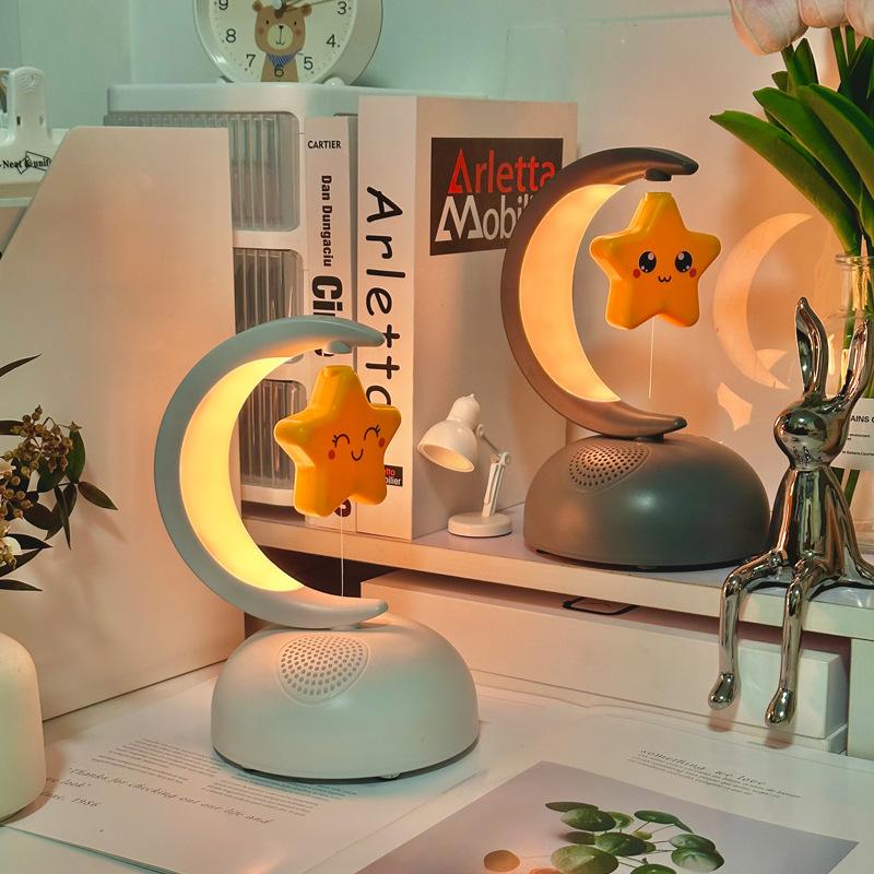 2 In 1 Bluetooth Speaker Music Player Night Light Wireless Music Player Star & Moon Night Lamp Romantic Gift