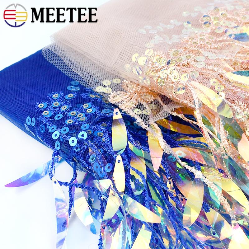 1-5Yards Mesh Tassel Fringe Sequins Lace Trim Stage Perform Latin Dress Wedding Clothes Tassels Fabric DIY Sewing Accessories
