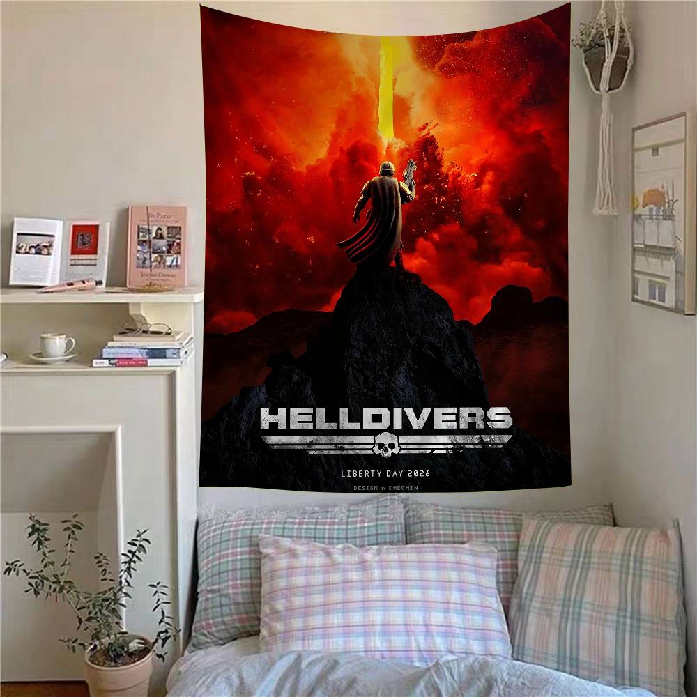 Hra Helldiver 2 Závěsná bohémská tapisérie Bohémské nástěnné tapisérie Mandala Kawaii Dekorace pokoje