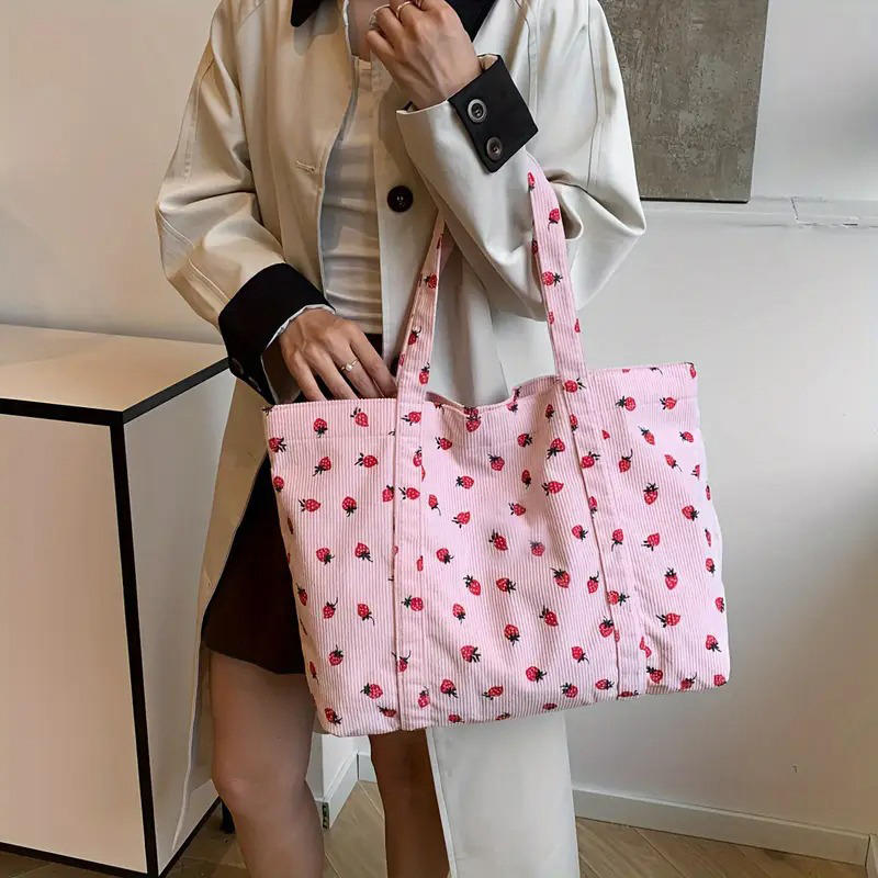 Tote Bags for Women Large Handbag Purse Lightweight Shoulder Bag with Zipper Crossbody Bag Handbags for Work Travel Cherry Print White Bag