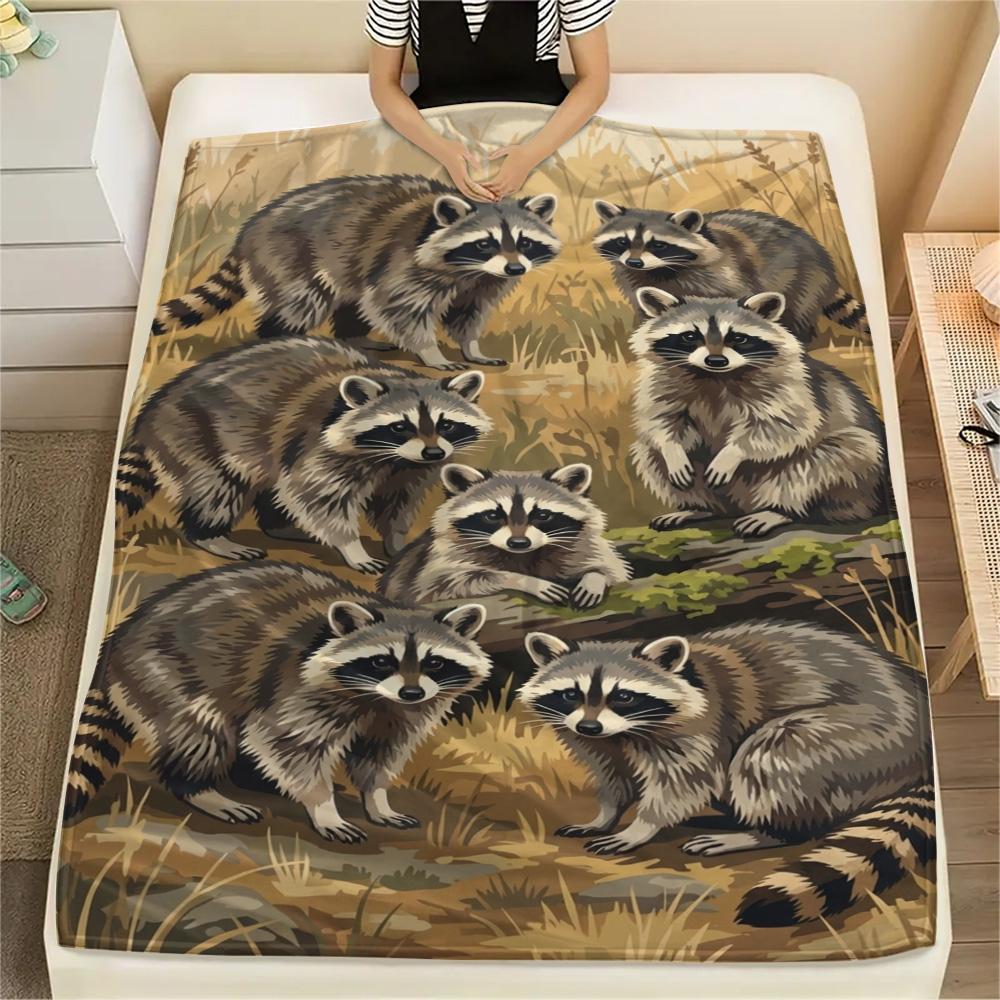 1PC Natural Decoration Print FlAannel Blanket, High quality Comfortable for All Seasons, Home Decor, Warmth and Comfort