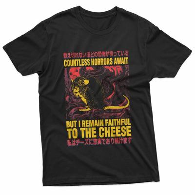Faithful To The Cheese Funny Japanese Horror Rat Meme Y2K T-Shirt