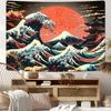 AtawLege The Great Wave Wall Art - Japanese Ocean Sea Wave Tapestry Vintage Asian Anime Aesthetic Kanagawa Sunset Wall Hanging for Room (59.1 x 59.1