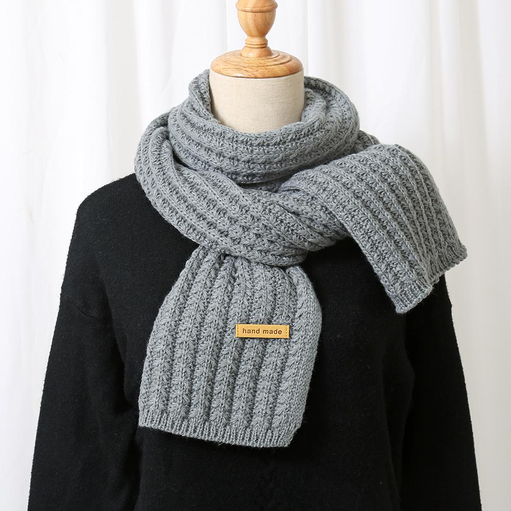 Solid Color Knitted Cotton Scarf For Woman Winter Warm Shawl Fashion Wool Muffler Soft Thick Neckerchief Wraps New Design