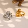 Fashionable Double Layers Geometric Knot Rings 18K Gold Plated Sturdy Stainless Steel Accessory for Women Daily Wear