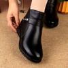 Flat-soled Mother Shoes Soft Leather Short Boots Women's Winter New Round Head Soft Sole Thickened Wool Warm Middle-aged and Elderly Women's Cotton