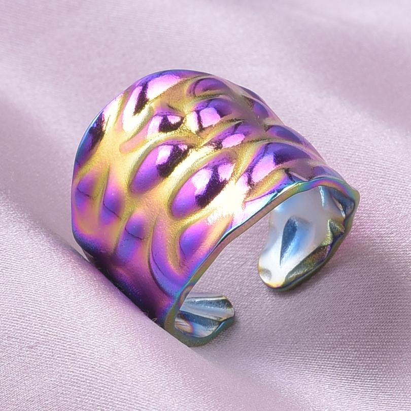 Chunky Unevenness Wide Ring Open Stainless Steel Rings For Women Men Accessories Indian Jewelry Vintage Finger Bague Femme Gift