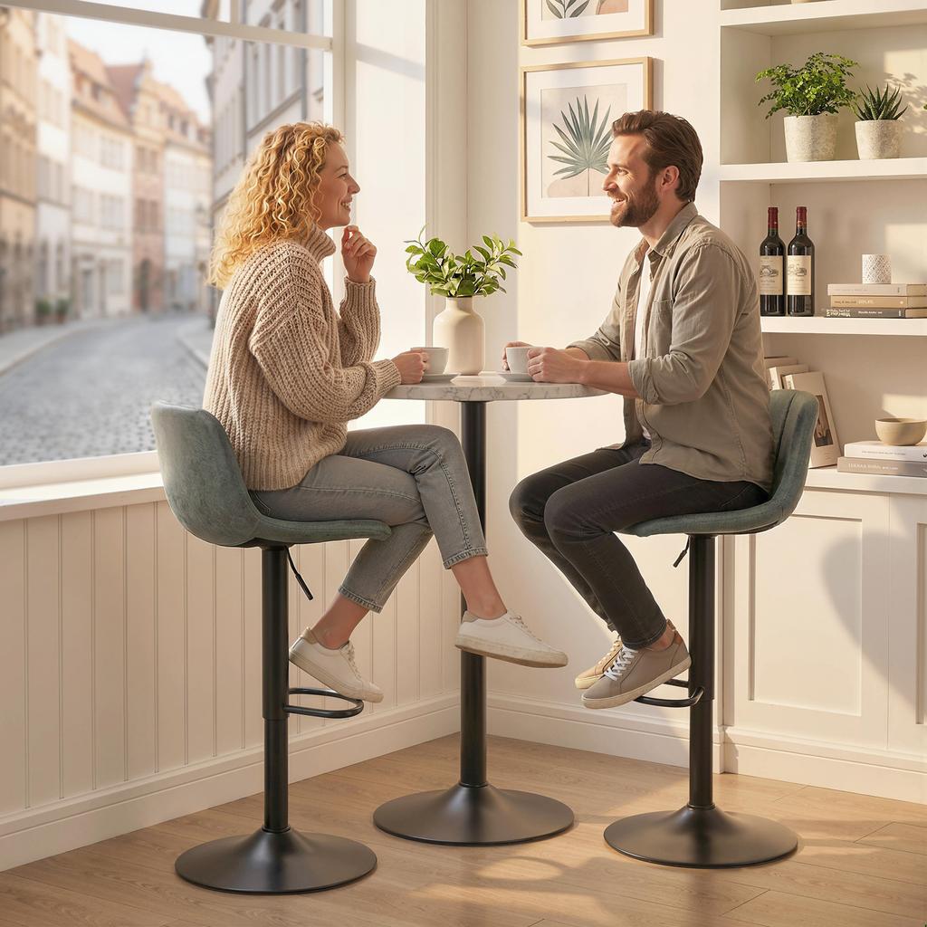 Bar Stools Set of 2, Modern Swivel Barstools with Footrest for Kitchen Island and Dining Room, Green