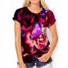 3D Rose Blume Print T Shirt Sommer Kurzarm Top Fashion Floral Grafik Harajuku T-shirts Für Frauen Kleidung T-Shirts Mädchen