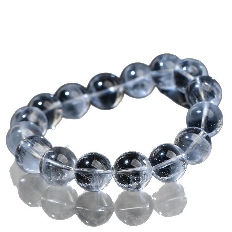 Hongchu Crystal Natural Icy White Phantom Quartz Round Bead Bracelet Thousand-Layer Ice White Phantom Bracelet