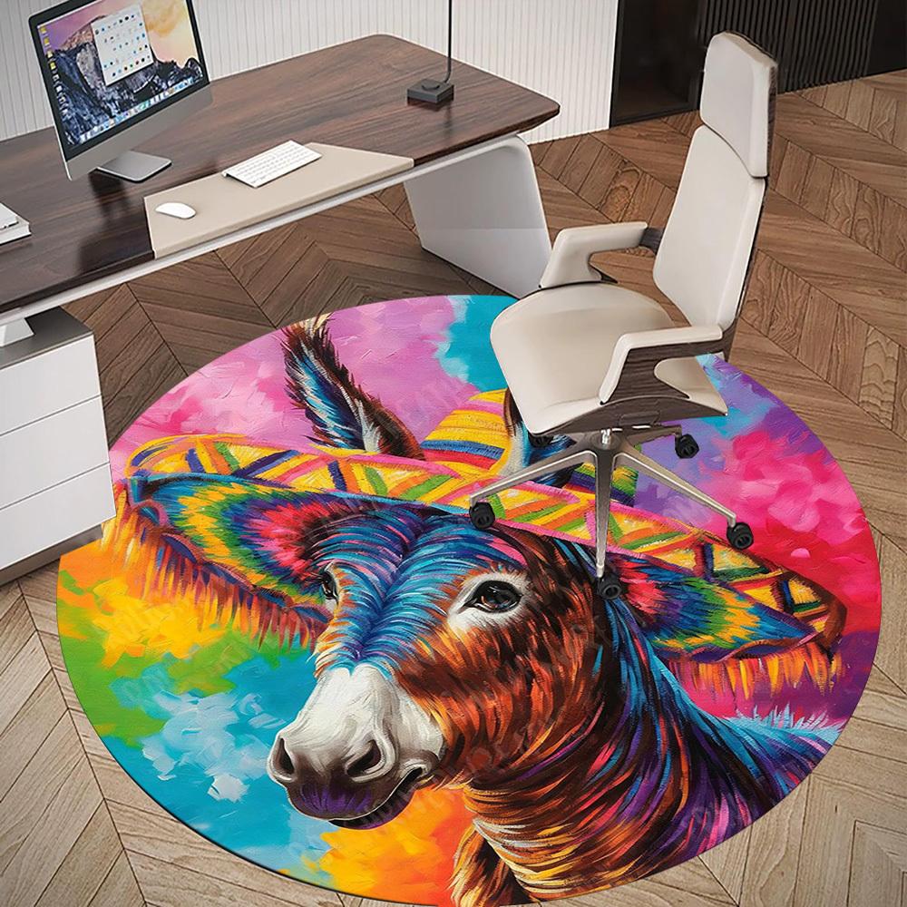 1PC donkey sombrero Office Round Area Rug, Under Office Chairs Bedroom Living Room Home Decor, Carpet for Office -1110017