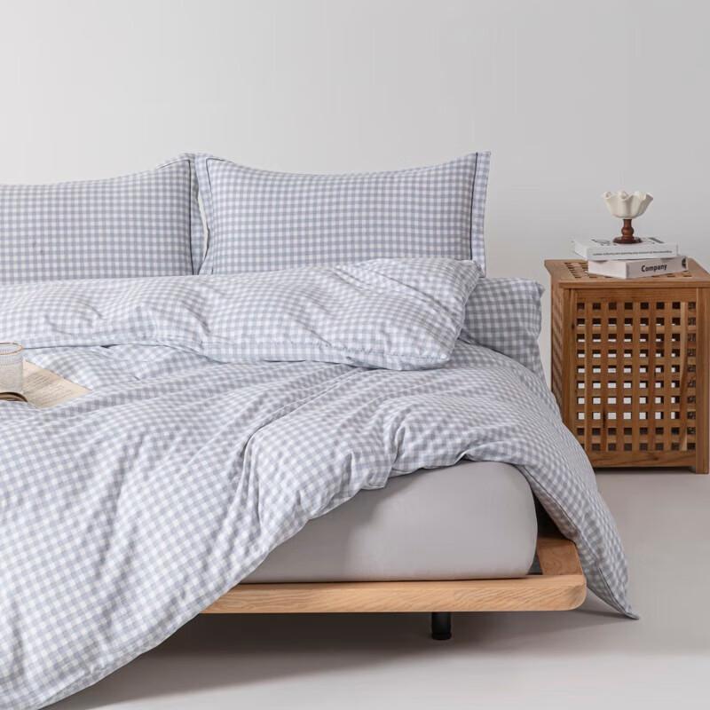 Muji Blue Plaid 4-Piece Bedding Set