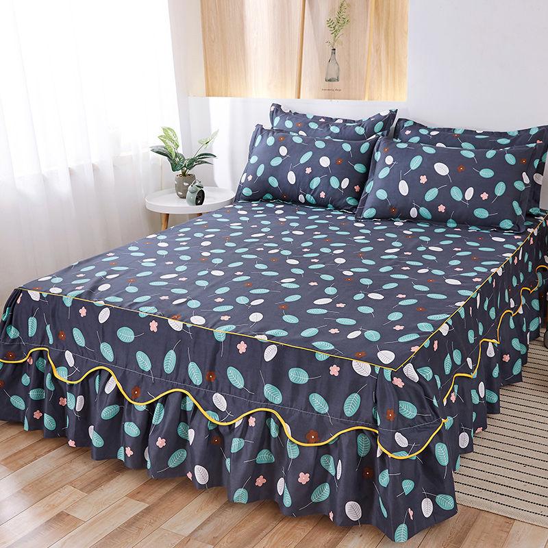 

Модное покрывало с цветочным принтом, матовая шлифовальная юбка для кровати размера King Queen, мягкое удобное двухслойное покрывало на кровать 1pc Skirt 150x200