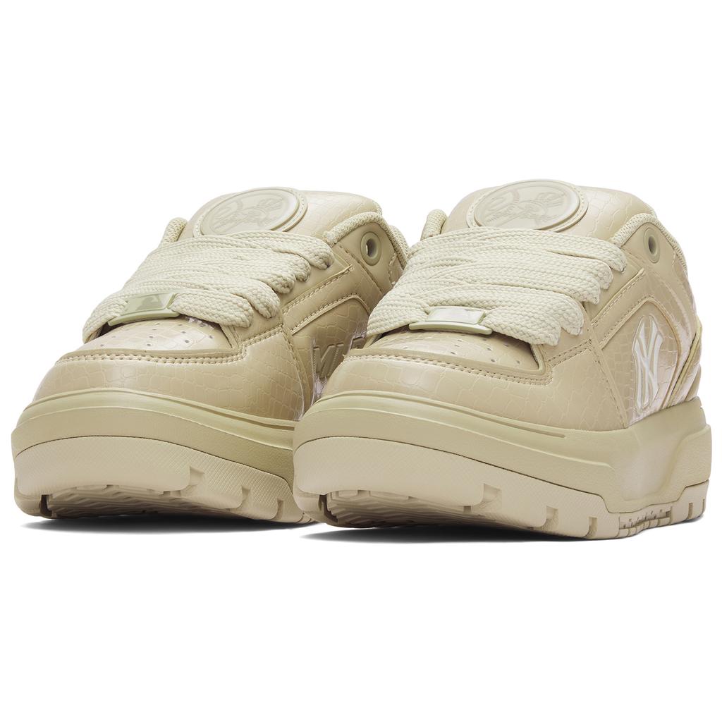 New MLB Chunky Liner Anti Slip Wear Resistant Low Top Skateboard Shoes Unisex Beige Yellow 3ASXCWL4N-50BGS