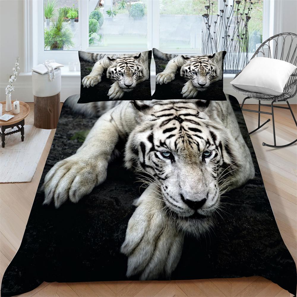 3D Bedding Set Tiger Print Quilt Cover Soft Breathable Comfortable Comforter Duvet Covers Pillowcase  Polyester