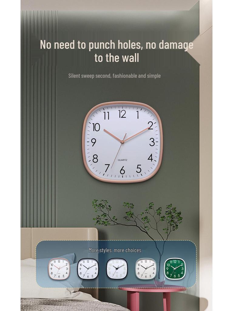 Luminous 12-Inch Silent Wall Clock with Rounded Corners for Living Room
