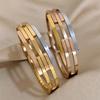 Stainless Steel Chunky Geometric Intersect Bracelets for Women Men Layered Gold Silver Color Rose Gold Hit Colors Bangles