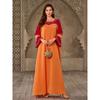 Cross-Border Women Clothes Dubai Moroccan Robe Middle East Hot Drilling Round Neck Loose Contrast Color Plus Size Dresses Dress