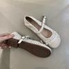 French One-word Mary Jane Single Shoes Women's 2025 Autumn New Retro Woven Flat-bottomed Round Head Bow Soft-soled Women's Shoes