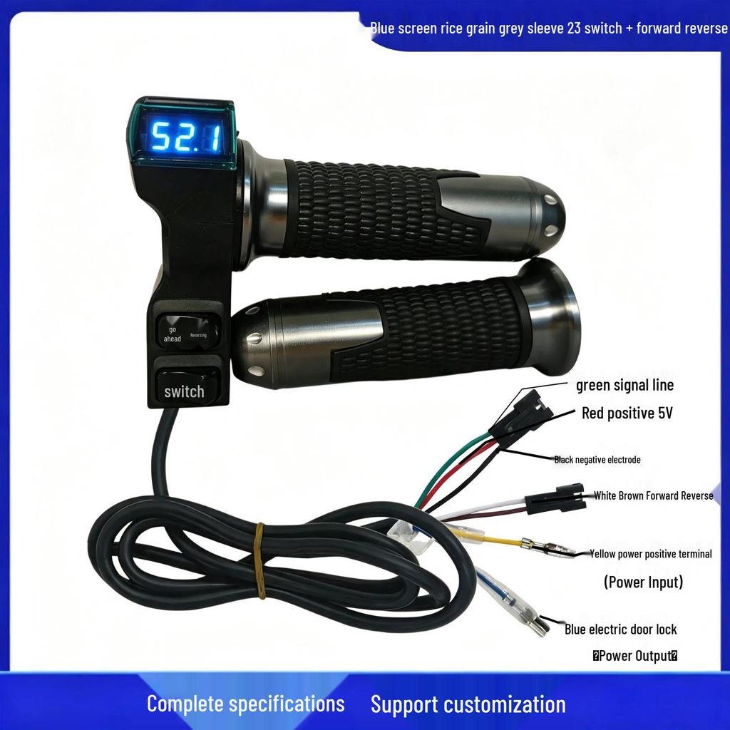 Blue Screen Electric Vehicle Throttle Grip with Voltage Display and Forward/Reverse Switch