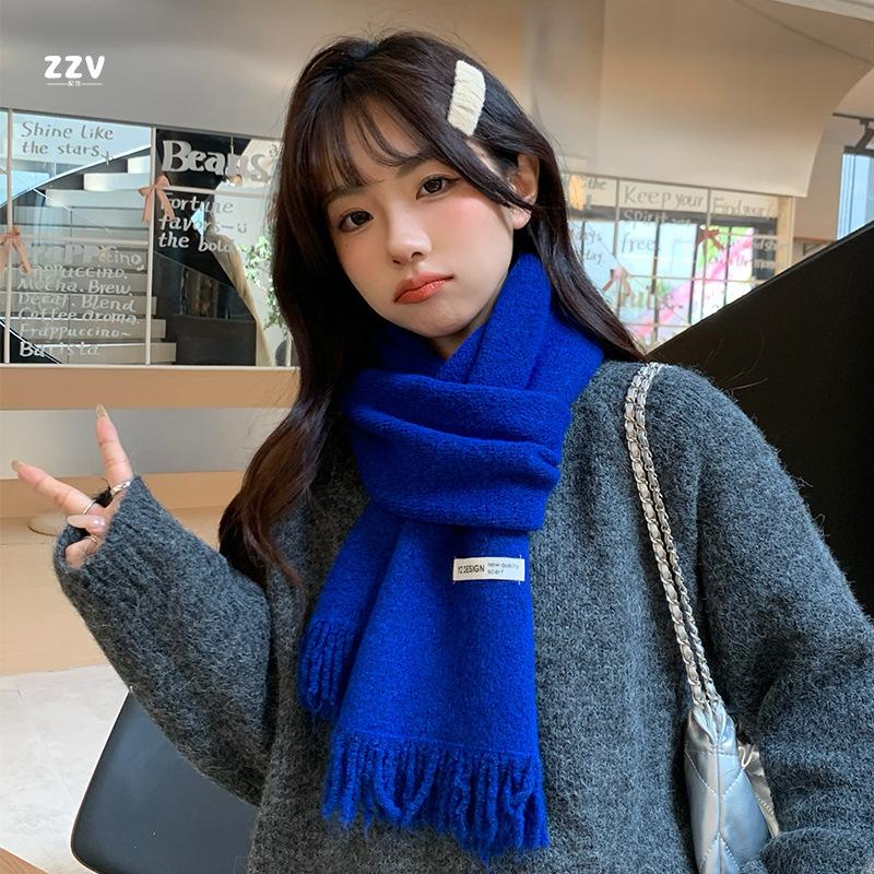 Scarf Women's New High End Warm and Thickened Soft Knitted Scarf Winter Ancora Red Student Versatile