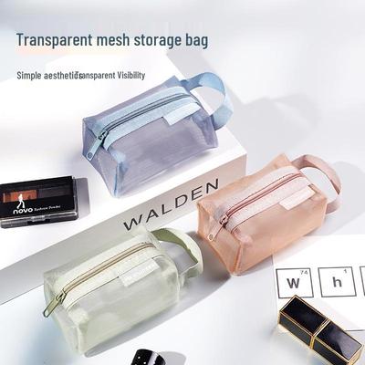 Large Capacity Transparent Nylon Mesh Coin Purse & Key Card Holder