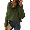 Women S Knit Long Sleeve Pullover Sweater With Buttons Ruffles