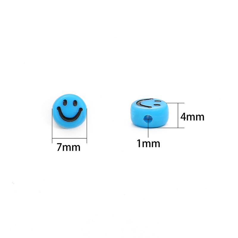 Smiley Face Acrylic Beads, 7mm Round for DIY Kids' Jewelry & Bracelets