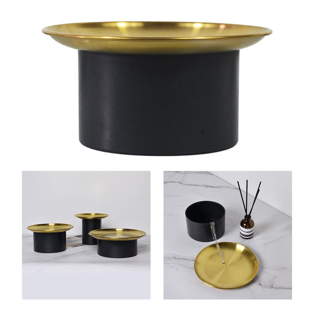 Storage Box Aluminum Alloy Lidded Snack Perfume Organizer Light Luxury Texture Dresser , Black