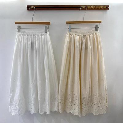 Jupe Mi-longue A-line en Dentelle Brodée Douce Style Mori - Décontractée, Polyvalente, Taille Haute