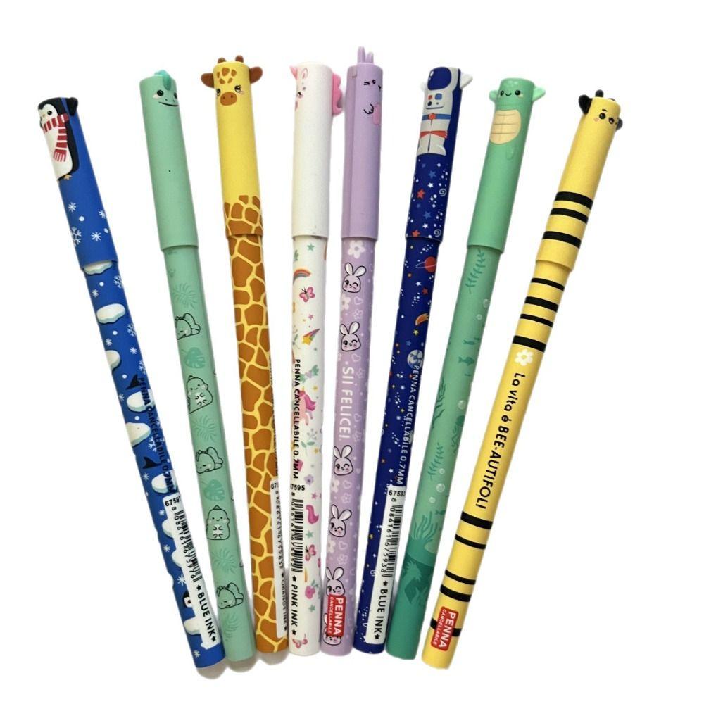8 szt./zestaw Długopis ścieralny z końcówką 0,5 mm Seria Zwierząt Długopis neutralny Wielofunkcyjne długopisy żelowe Do robienia notatek