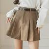 2023 Autumn/Winter Women's Plus Size High Waist Corduroy A-Line Wide-Leg Pleated Shorts