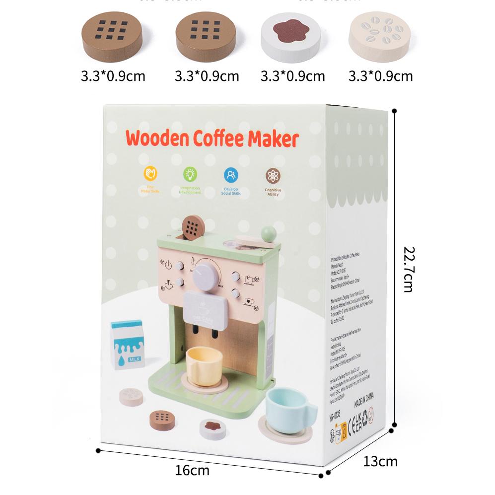 Wooden Coffee Machine Toys for Kids Simulation Kitchen Toys Pretend PlayPlay Kitchen Accessories for Girls & Boys
