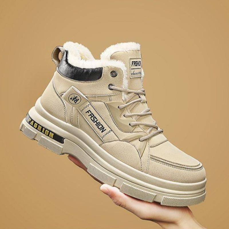 Men Super Thick Fleece Lined Snow Boots Outdoor Hiking Warm Winter Cotton Shoes