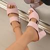 Fashion Solid Color Buckle Strap High-heeled Sandals for Women Summer 2025 Thick Heel Open Toes Breathable Comfortable Fashion Slippers