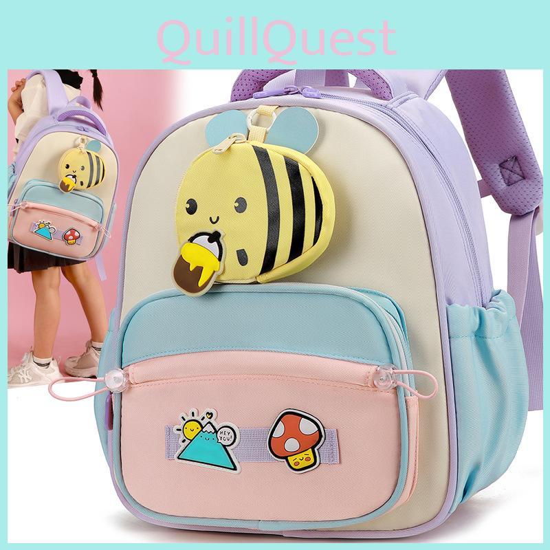 Kids Bag School With Cartoon Bee Design And Lightweight Nylon Preschool For