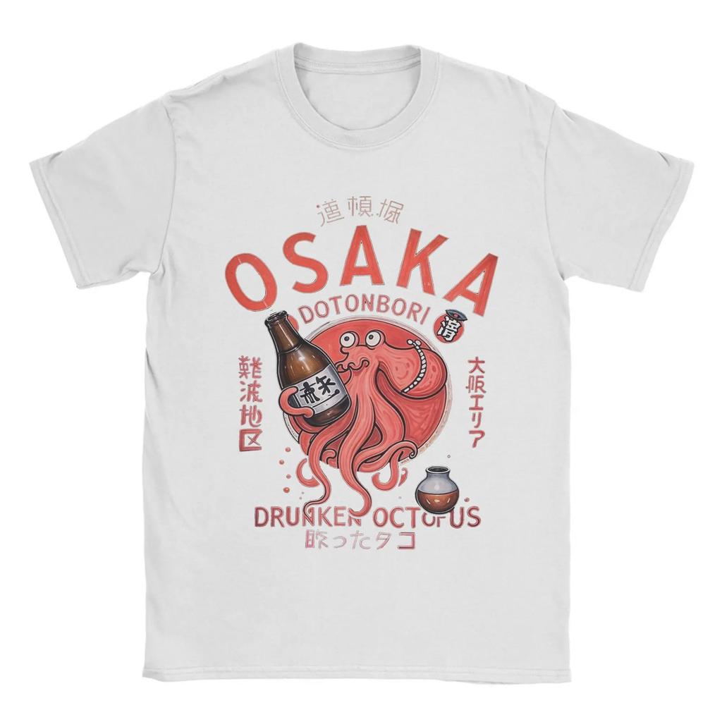 Osaka Dotonbori Drunken Octopus T Shirt Men Cotton Funny T-Shirt O Neck Tee Shirt Short Sleeve Tops Comfortable and Breathable