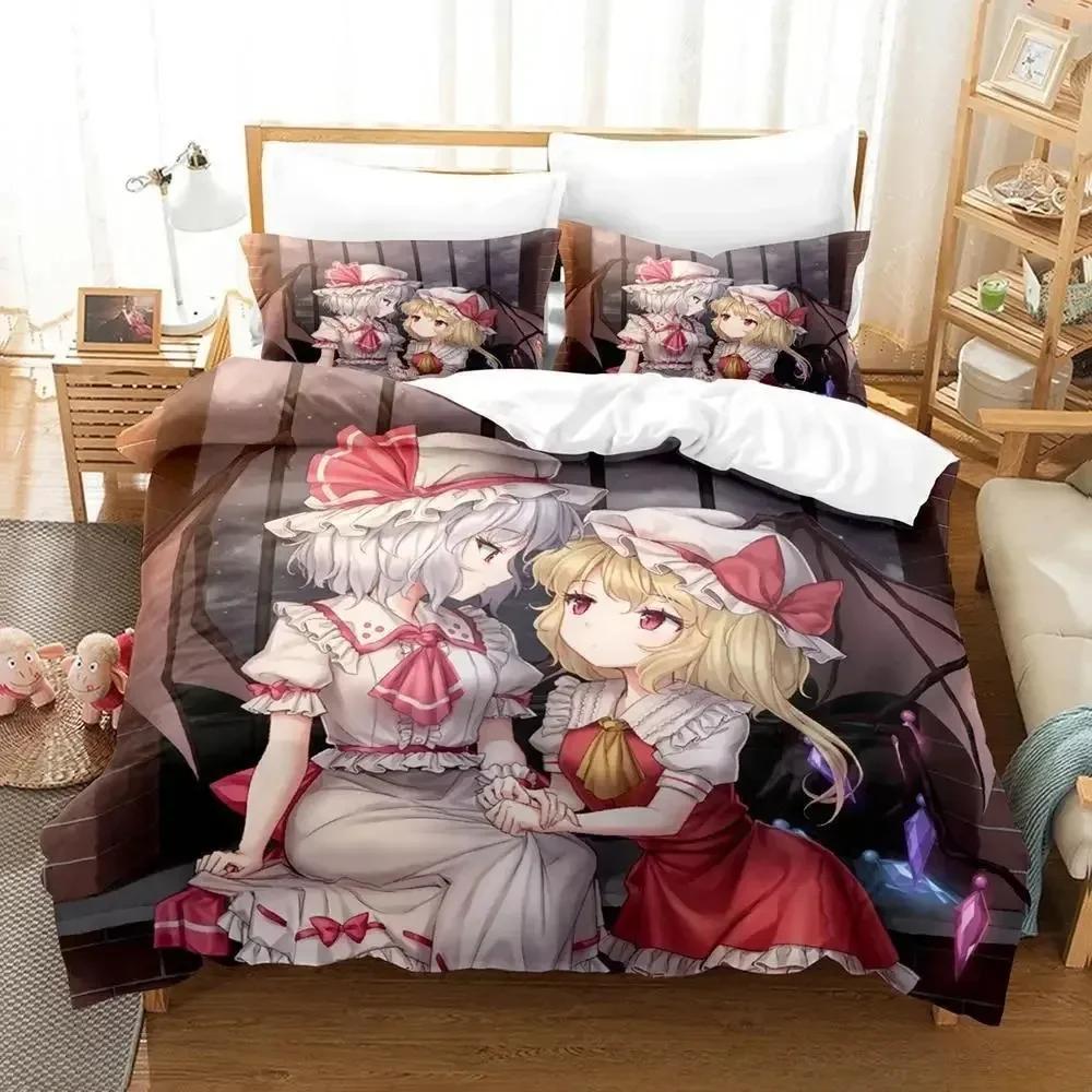 

Одеяло 3D Проект Touhou Ремилия Алая Комплект постельного белья Мультяшный Аниме Трехсекционный Комплект Спальня для Взрослых и Детей S 3D Кавайные Девочки Comforter (quilt)-EU Single(135*200cm)3pcs