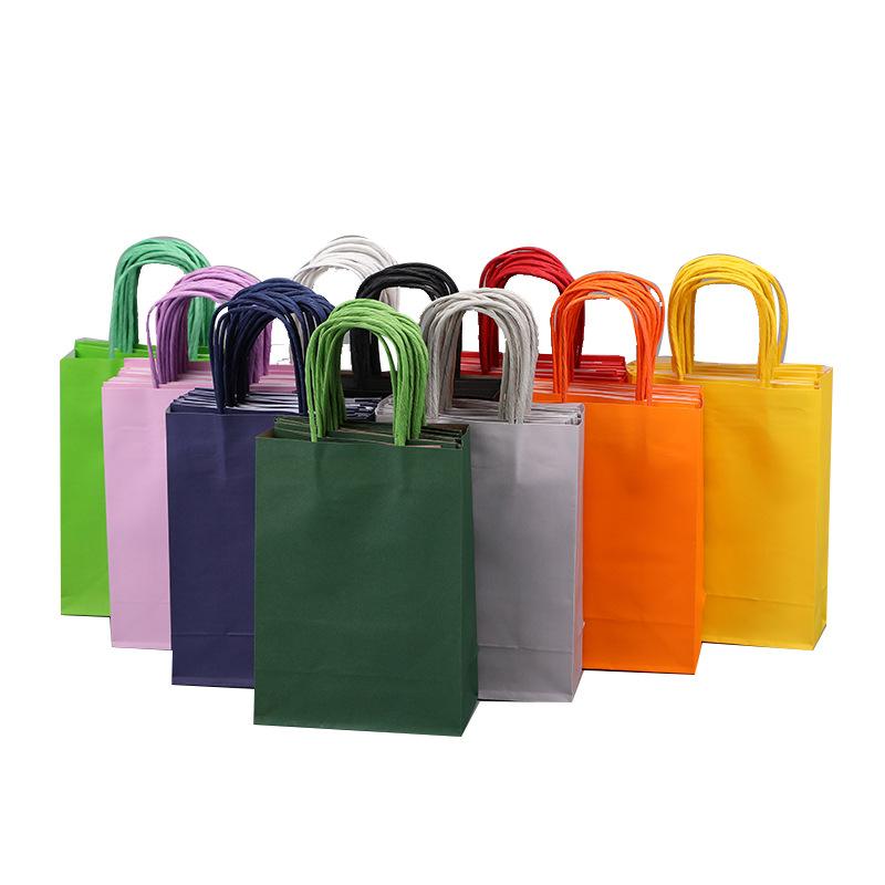 10/25pcs gift kraft paper bags holiday shopping DIY multifunctional recyclable paper bags with handles can be wholesale