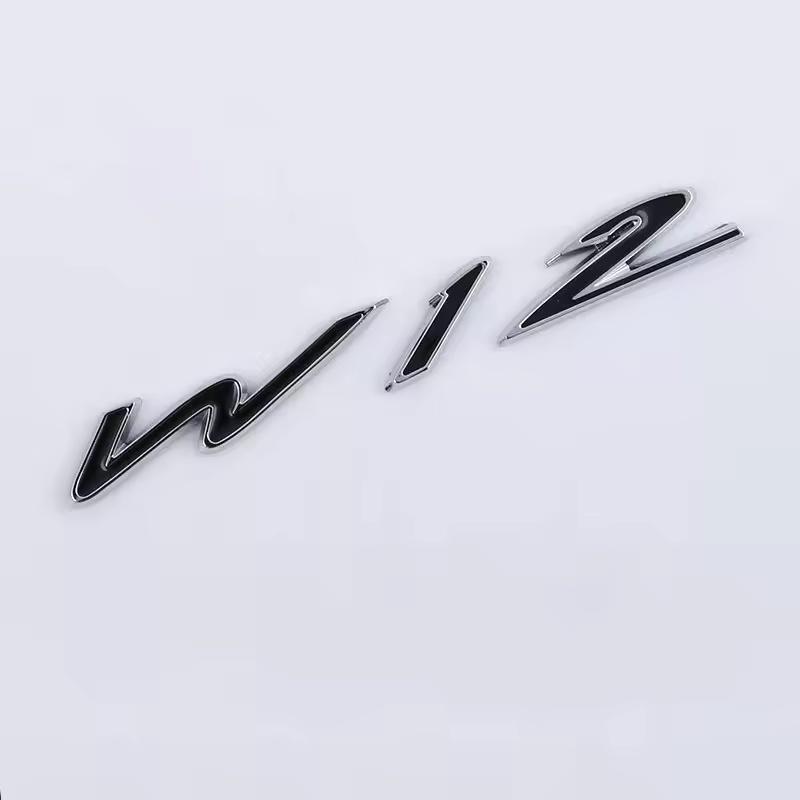 

1Pcs Car W12 Logo Trunk Fender Body Badge Emblem Decals Sticker For Continental GT Flying Spur Bentayga Mulsanne Parts Silver Black